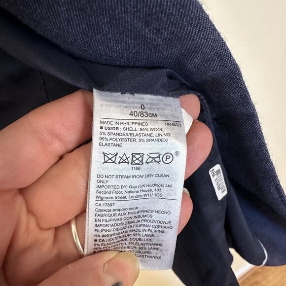 Banana Republic Womens Wool Blend Navy Blazer Size 0 One Button - Picture 3 of 11